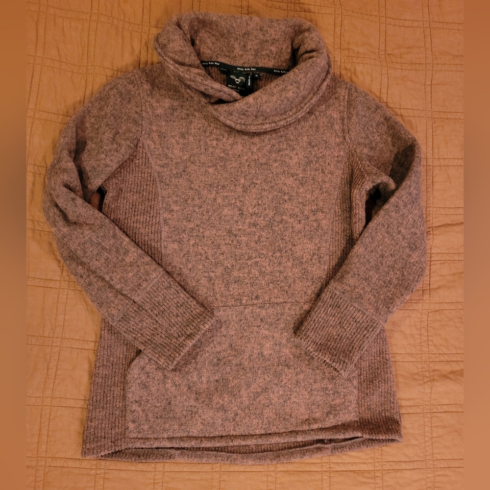 Heathered Brown Turtleneck Sweater with Textured Knit